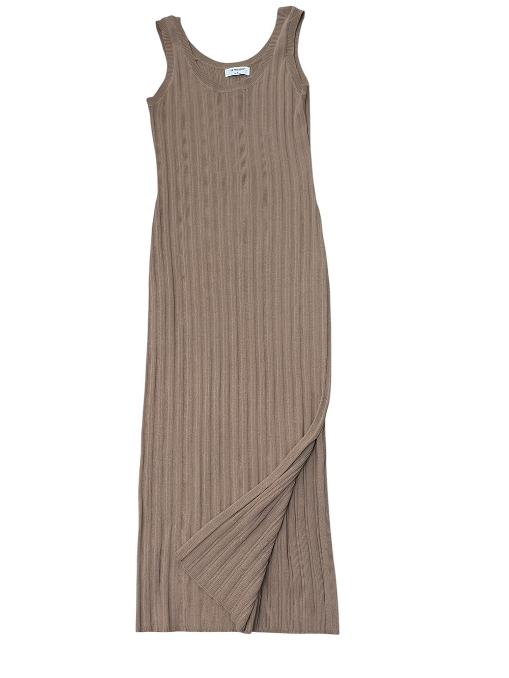 Everyday Neutral The Workshop Sleeveless Ribbed Midi Dress in Tan